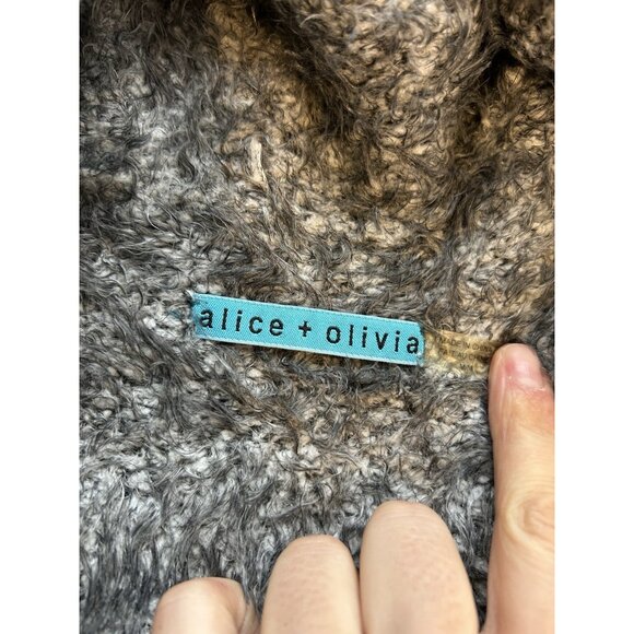 Alice + Olivia Teddy Wrap Cropped Cardigan Sweater Gray - Picture 5 of 10